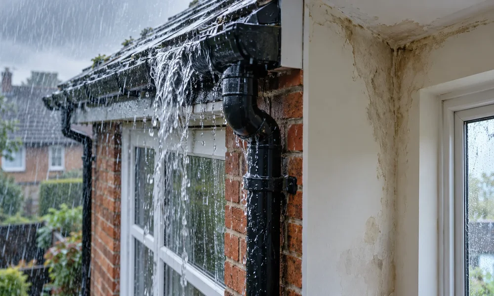 Overflowing gutter causing damp