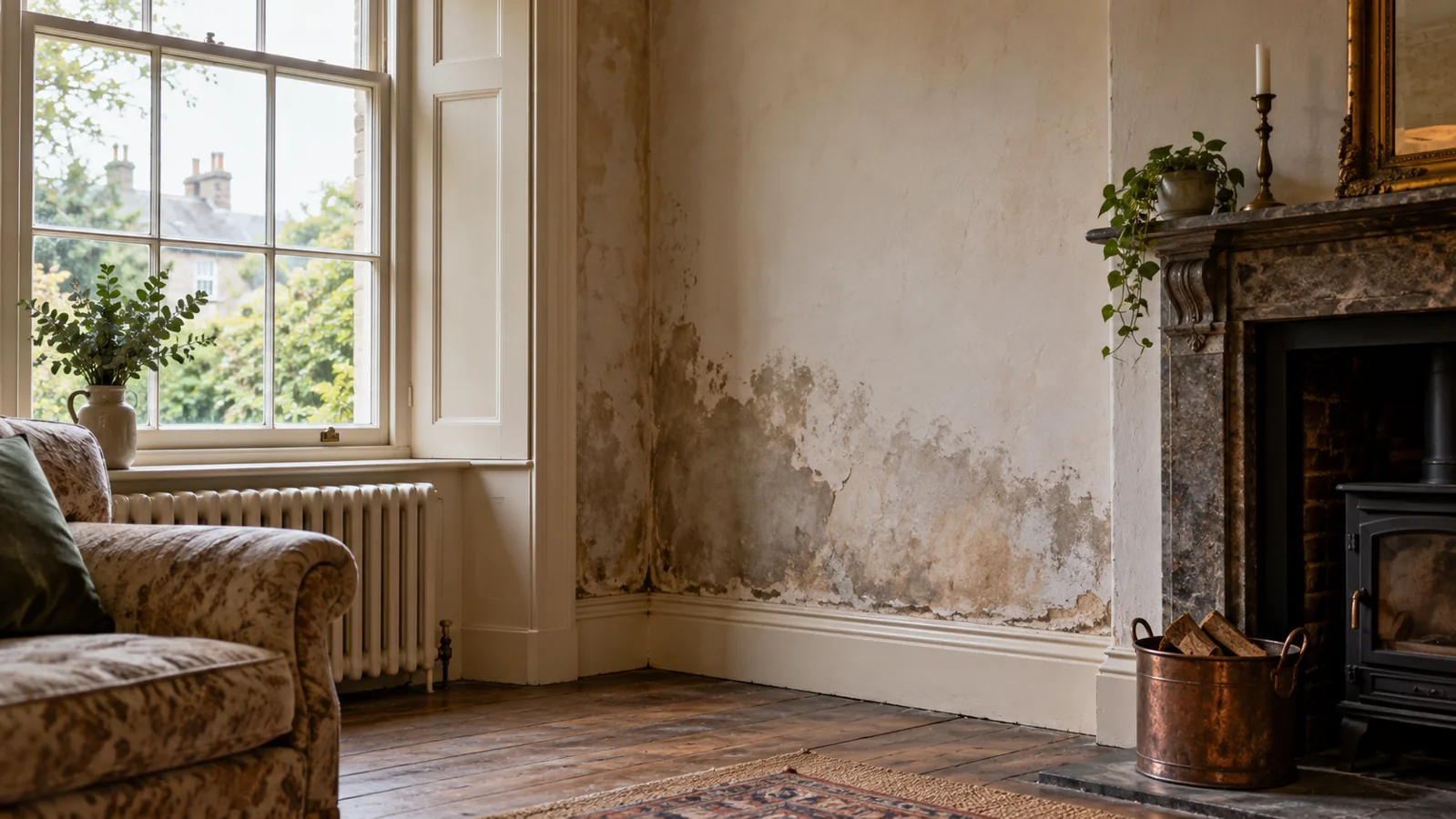 Black mould in a bedroom corner